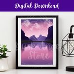 DIGITAL DOWNLOAD - Pink Mountain Lake Print